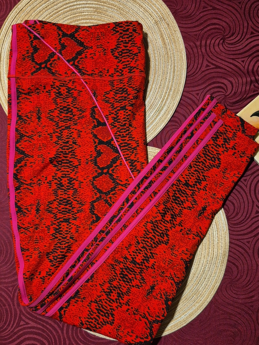 adidas IVY PARK Red and Black Snake Print Leggings